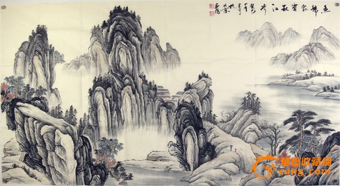 墨宇(周卡)六尺国画山水画《鱼龙寂寂江秋冷》