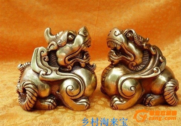 铜单角貔貅铜貔貅摆件雌雄貔貅公母貔貅旺财_