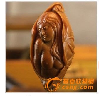 榄胡<em>橄榄核</em>雕刻核雕荷叶少女<em>美女</em>可做手机链手