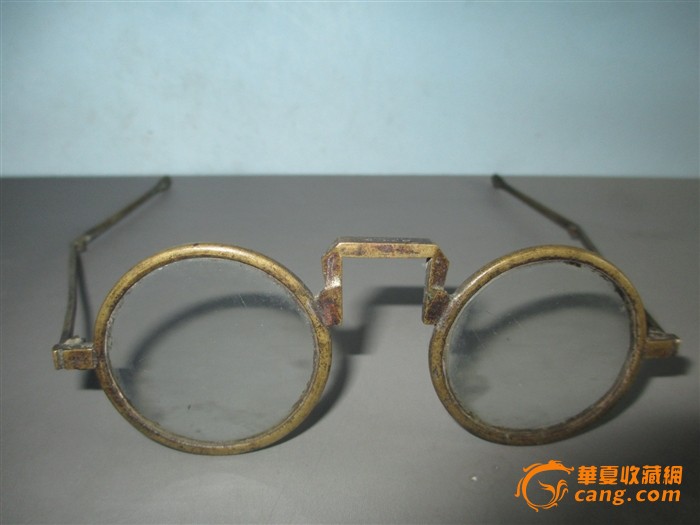 清代铜框金丝眼镜全品收藏品_清代铜框金丝眼