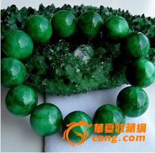 精品干青翡翠满绿手链 圆珠手串