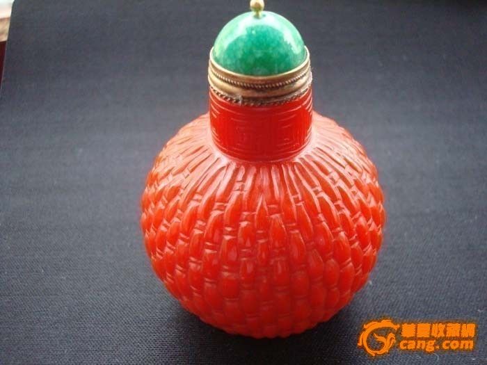 簸箕纹簸箕纹老料器鼻烟壶_簸箕纹簸箕纹老料