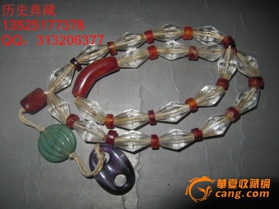 古玩古董收藏品白水晶南红老玛瑙项链吊坠_古