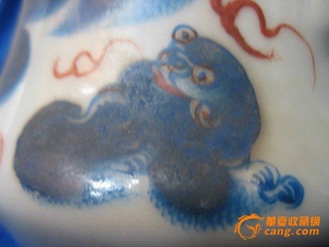 清晚期名家李金顺篮彩狮子太师少保执壶_清晚