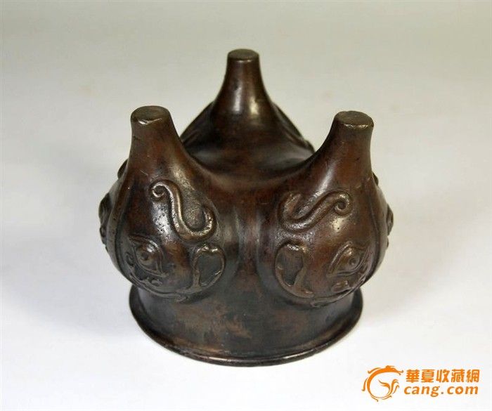 清红铜饕鬄纹鬲式炉 香道香炉_清红铜饕鬄纹鬲