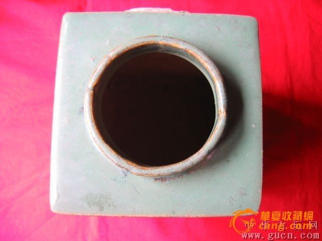 晚清方形宜钧绿釉满工茶叶罐(包老)图片