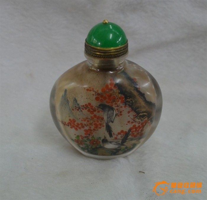 内烧花鸟老鼻烟壶_内烧花鸟老鼻烟壶价格_内