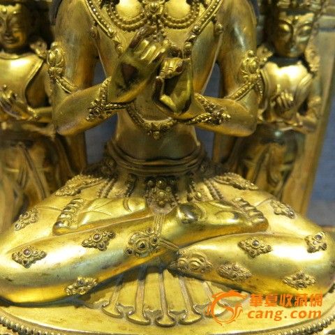 铜鎏金三面佛-铜鎏金三面佛价格-铜鎏金三面佛