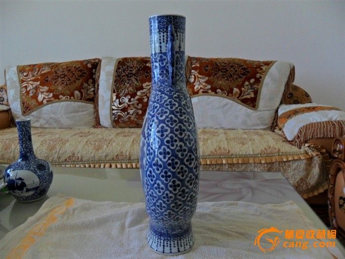 淸晚期青花大抱月瓶 , 高 44.5 公分-淸晚期青花