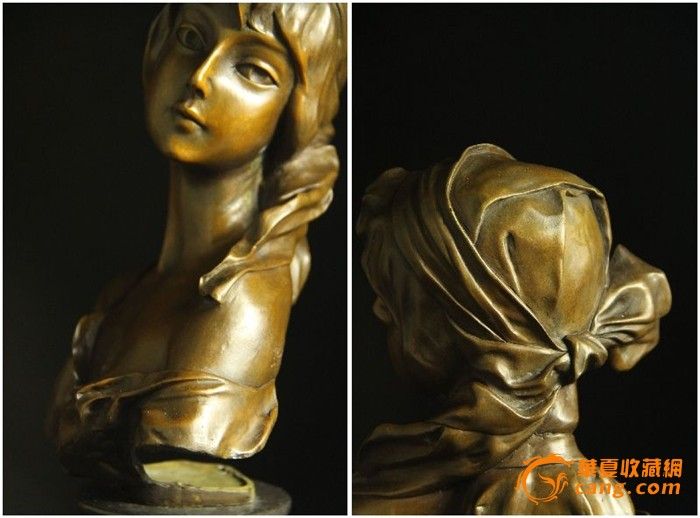 欧洲铜质<em>裸少女</em>の胸像高35.5cm,重4.3kg_欧洲