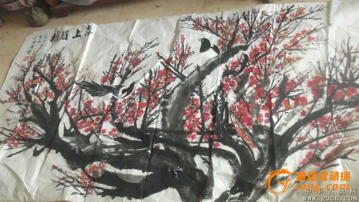国画喜上眉梢,尺寸大啊,有铅笔打稿的痕迹_国