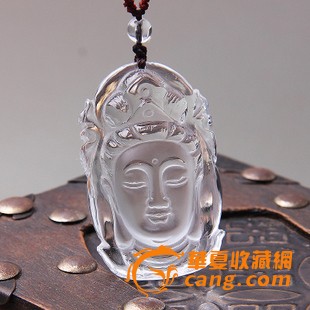 开光天然水晶白水晶吊坠男款观音佛头