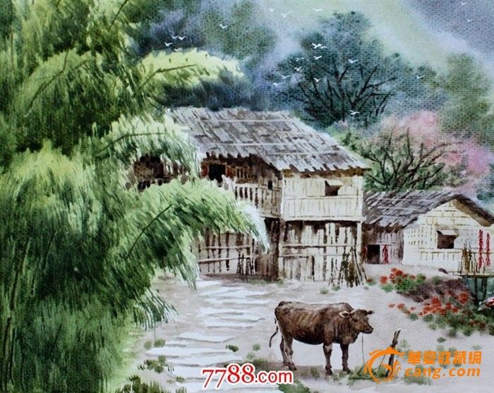 【国画 字画】武朝利 水彩画 山里人家 wzl008_