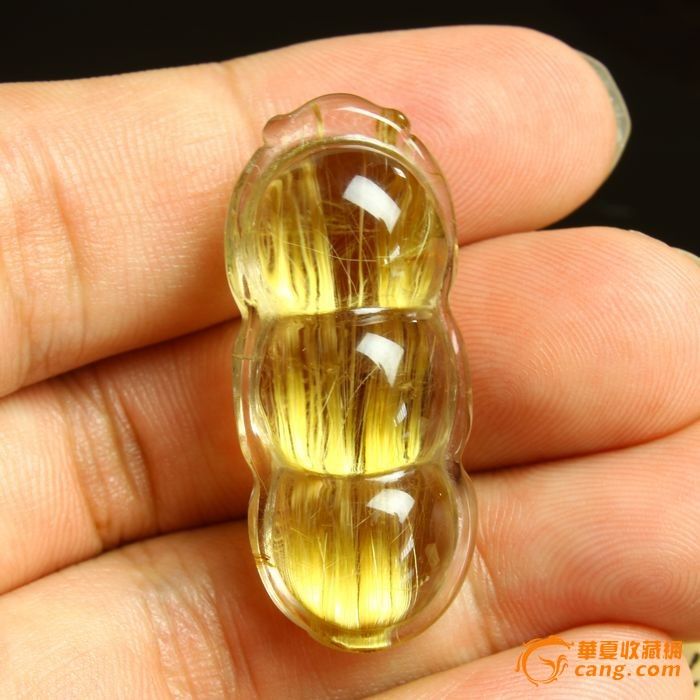 天然水晶 钛晶四季豆挂坠_天然水晶 钛晶四季