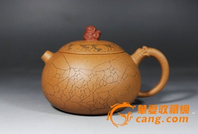 宜兴紫砂壶 工艺师王丽君手工精品 150cc段泥绣狮壶