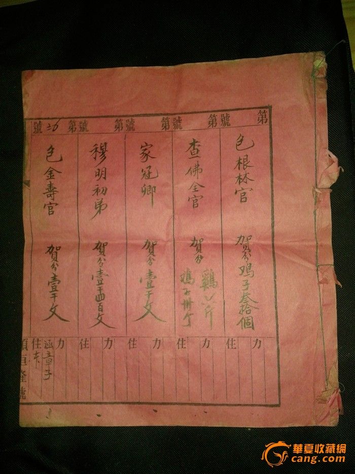 清代官家收礼礼单一份《名字后带官字的是做官