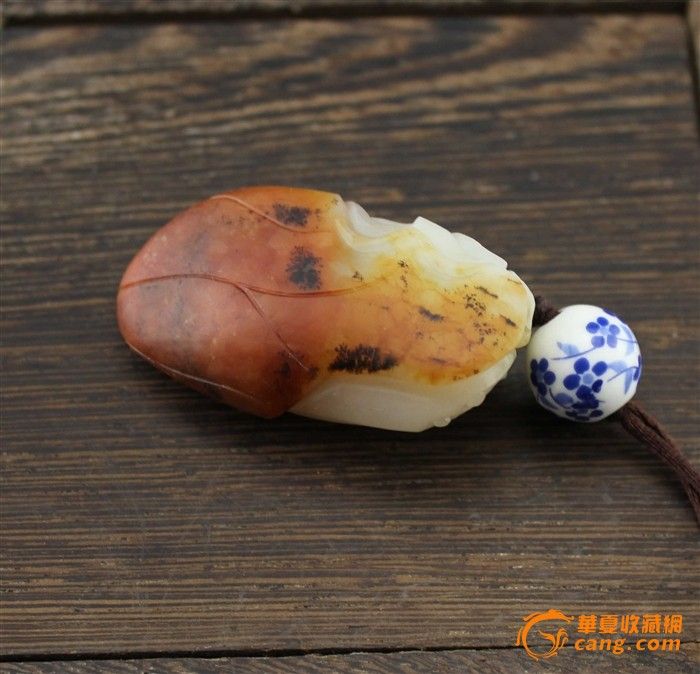 和田籽料莲藕手把件 全品!原皮原籽!_和田籽料