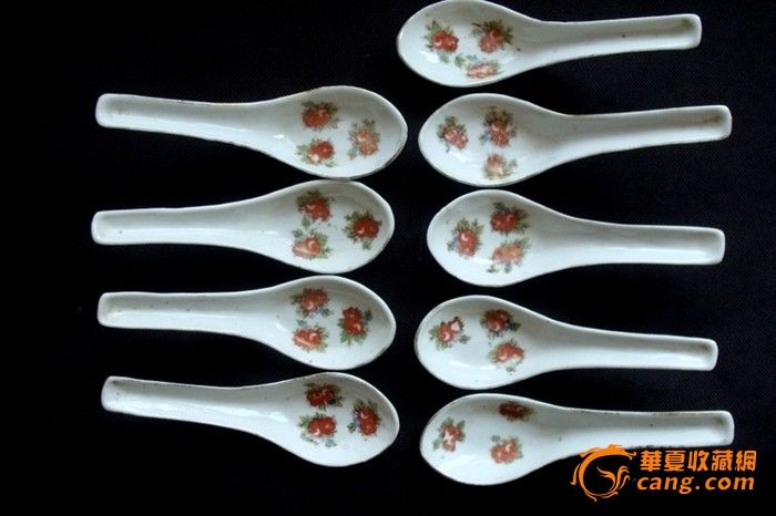 民国晚期印花瓢羹9个,包老