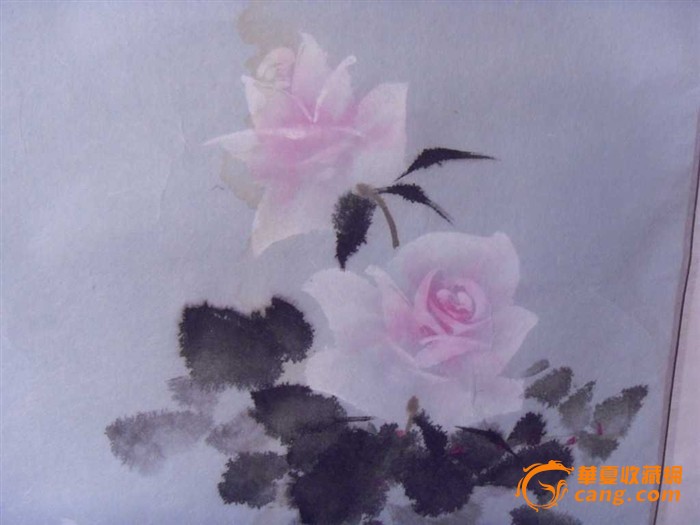 铲地*收来海派画家 老旧书画之 水粉水墨画 铿锵玫瑰