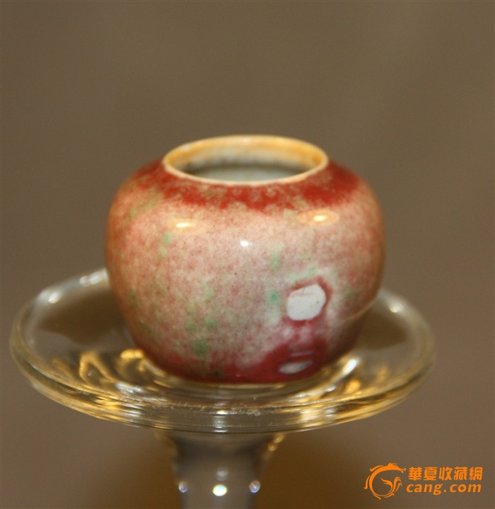 豇豆红釉鸟食罐