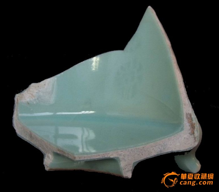 *南宋龙泉窑青瓷粉青梅子青香炉片,超一流