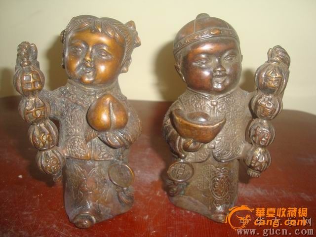 清<em>金童玉女</em>铜像摆件_清<em>金童玉女</em>铜像摆件价格