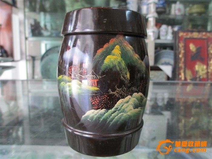 脱胎漆器茶叶罐一对图片