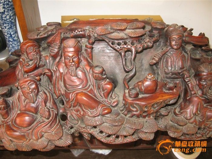 绿檀八仙如意大摆件