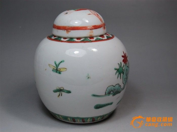 晚清 五彩天官赐福人物罐子_晚清 五彩天官赐