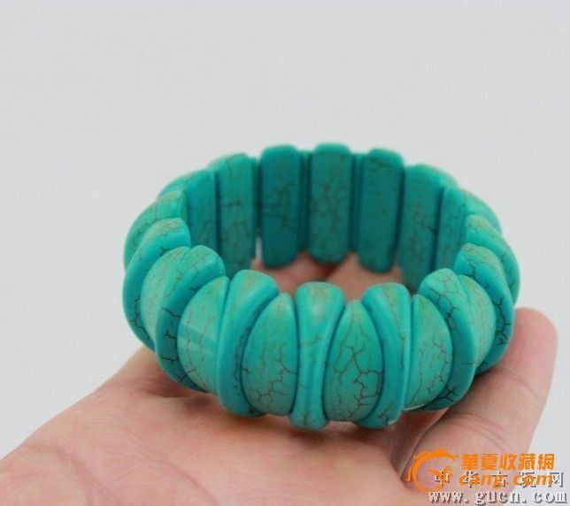 天然绿松石手链,颜色非常好_天然绿松石手链,