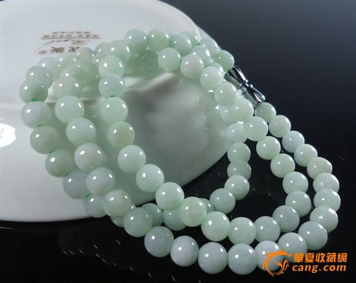 冰糯种圆珠玉石翡翠项链_冰糯种圆珠玉石翡翠