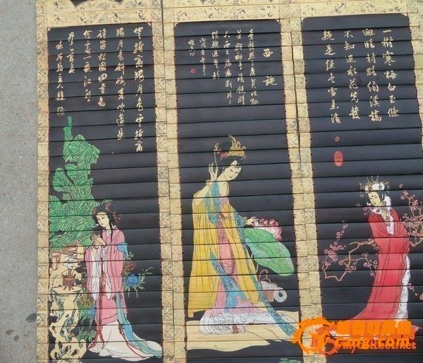 <em>清代</em>竹简<em>四大美女</em>四屏画尺寸_<em>清代</em>竹简<em>四大美</em>