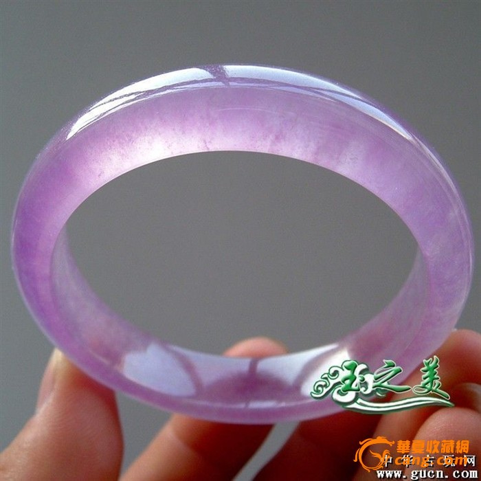 缅甸翡翠玉镯子玻璃种紫罗兰翡翠手镯