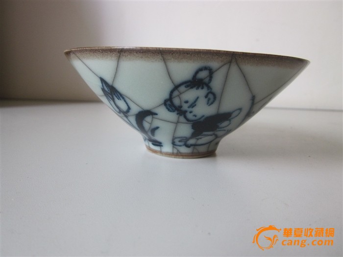青花斗笠碗一对