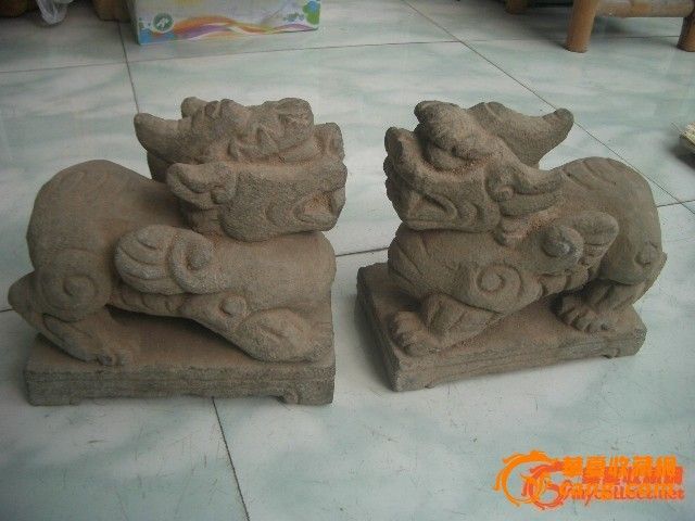 精美文房石雕小麒麟一对_精美文房石雕小麒麟