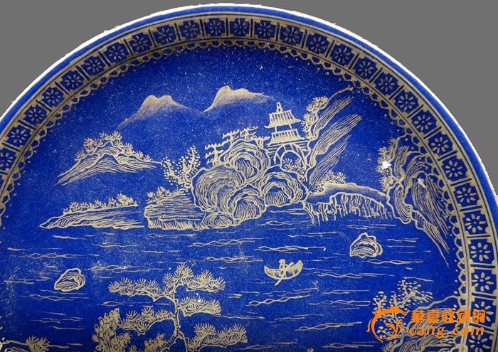 宝石蓝描金盘_宝石蓝描金盘价格_宝石蓝描金盘图片_来自藏友无为斋_陶瓷_地摊交易_华夏收藏网 cang.com