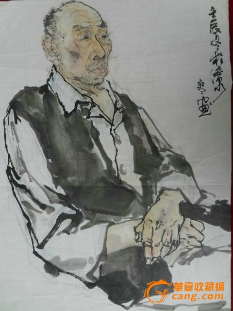 人物老国画原作-沧桑老人
