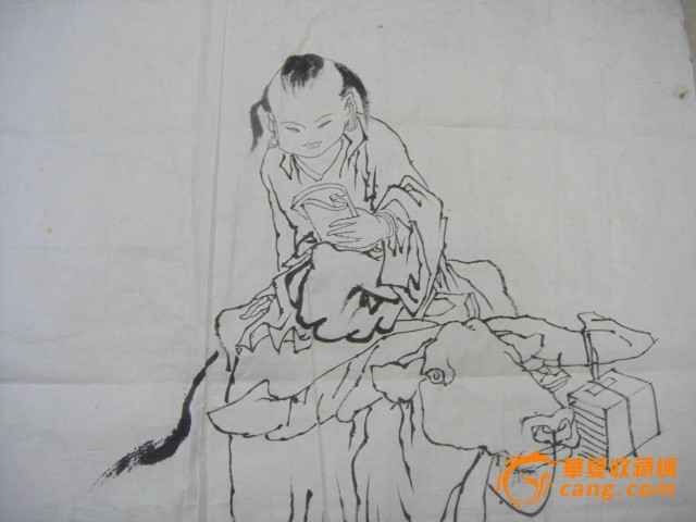 一张老字画,牧童骑牛,生动逼真