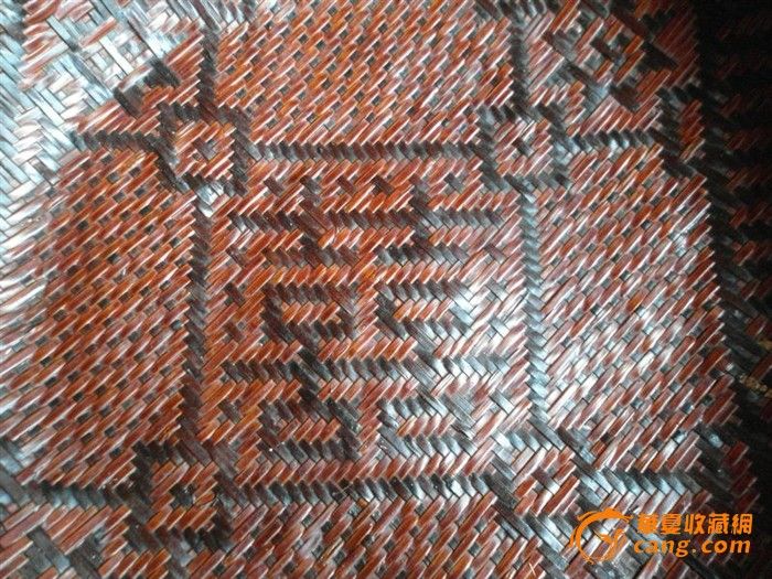 民国至解放朱红漆双喜字纹双层编织竹篮,俗称