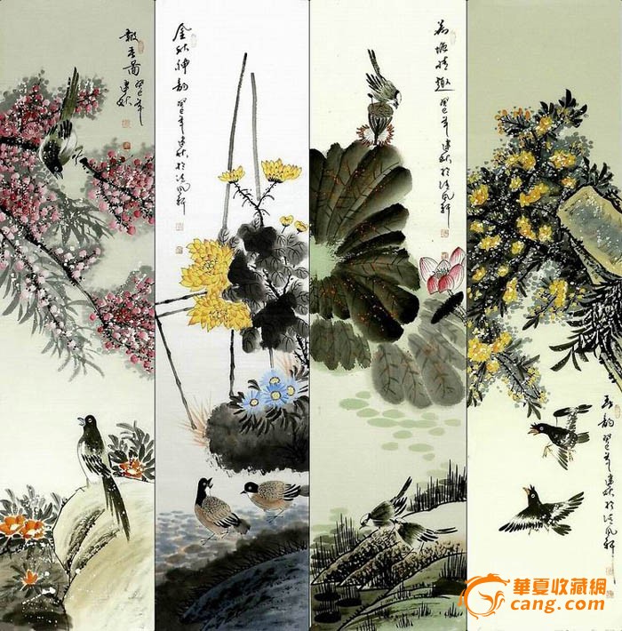 王建秋·花鸟四条屏