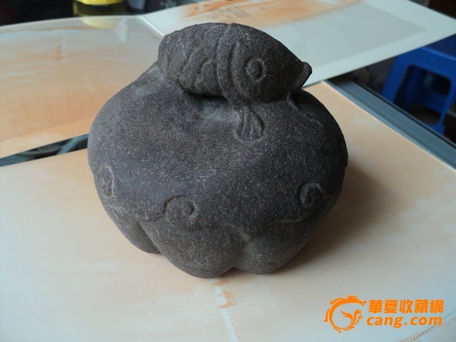 民国老石头鱼秤砣,高11,5cm,,直径13cm_民国老