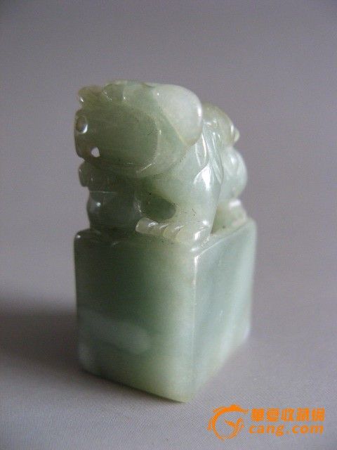11808绿色油青翡翠貔貅方形小印章_11808绿