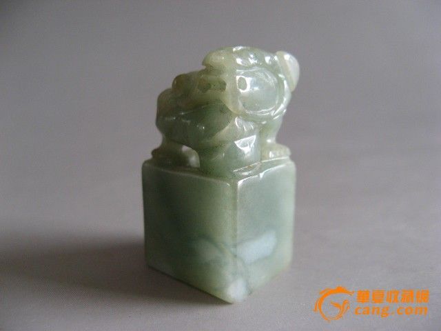 11808绿色油青翡翠貔貅方形小印章_11808绿