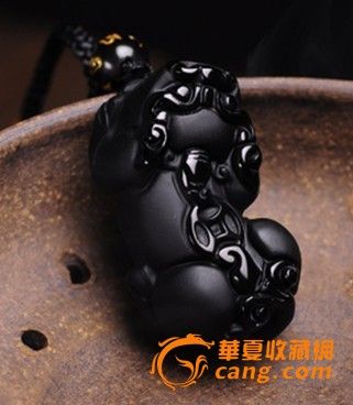 天然黑曜石貔貅吊坠 转运辟邪 招财吊坠 男款_