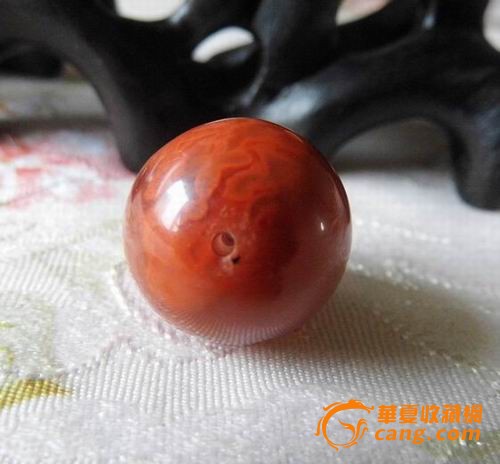 南红玛瑙佛珠 柿子红 火焰纹 带天眼 直径18mm
