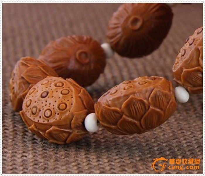 精品莲叶莲蓬莲花橄榄核雕手串核雕_精品莲叶