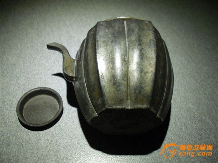 清代锡壶精品-多轮六角-提篮壶_清代锡壶精品