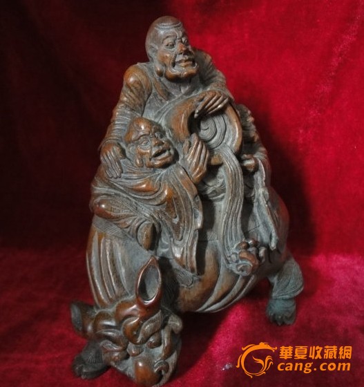 精品竹雕十八罗汉骑兽六件套摆件