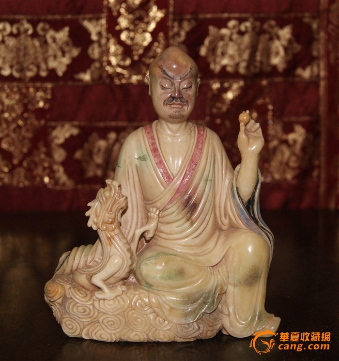 皂石雕降龙罗汉