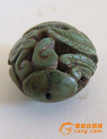 出土绿松石镂雕大雁荷花挂件_出土绿松石镂雕